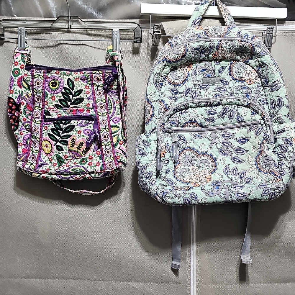 REPAIR SET. Vera Bradley Floral Patterned Backpack and Shoulder Bag Set